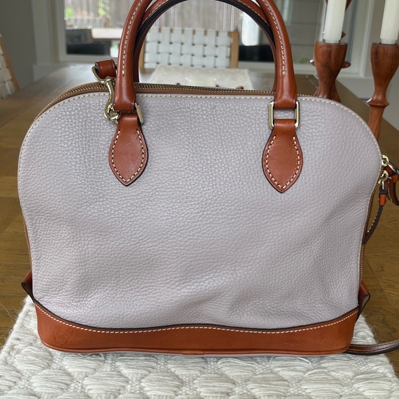 Dooney & Bourke Gray Lavender Pebble Grain Leather Zip Top Handle Satchel Bag - Picture 4 of 16